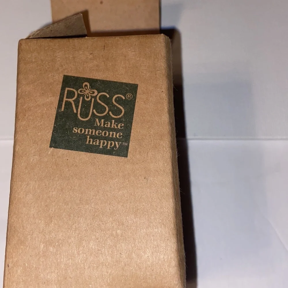 Russ Hand Painted Crackle Glass Yellow rose egg ornament with box.